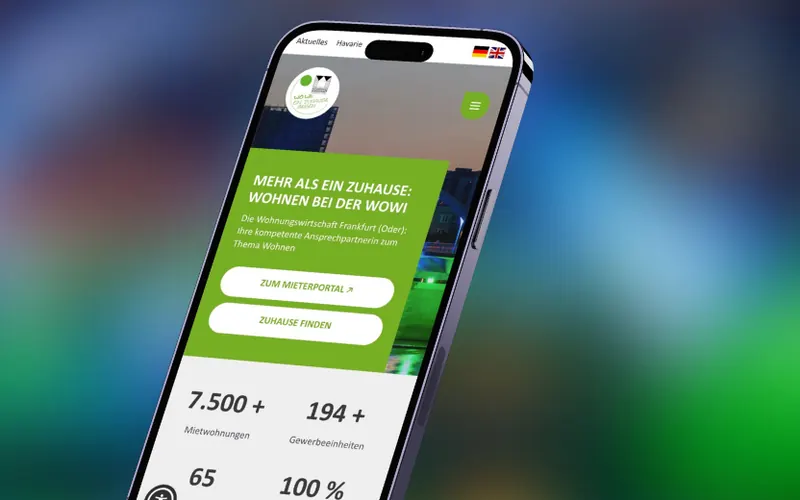 Die Webseite der WOWI FFO auf einem Smartphone